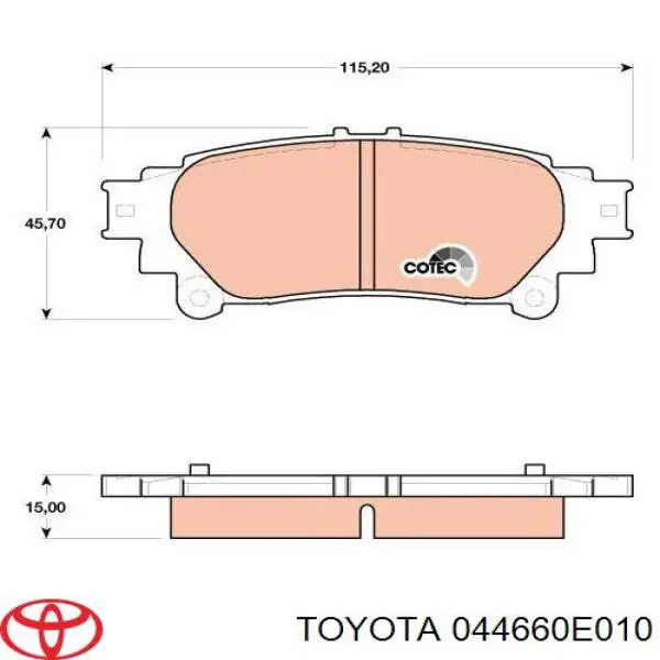 Pastillas de freno traseras 044660E010 Toyota