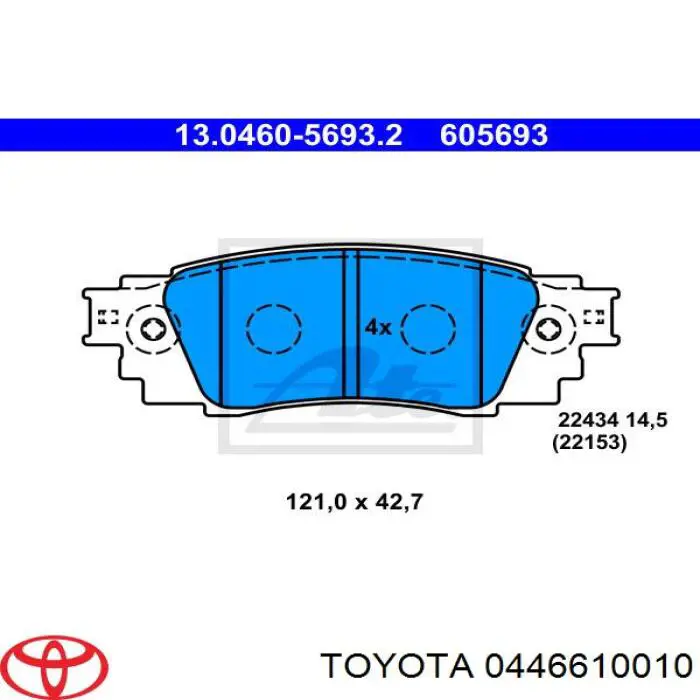 0446610010 Toyota pastillas de freno traseras