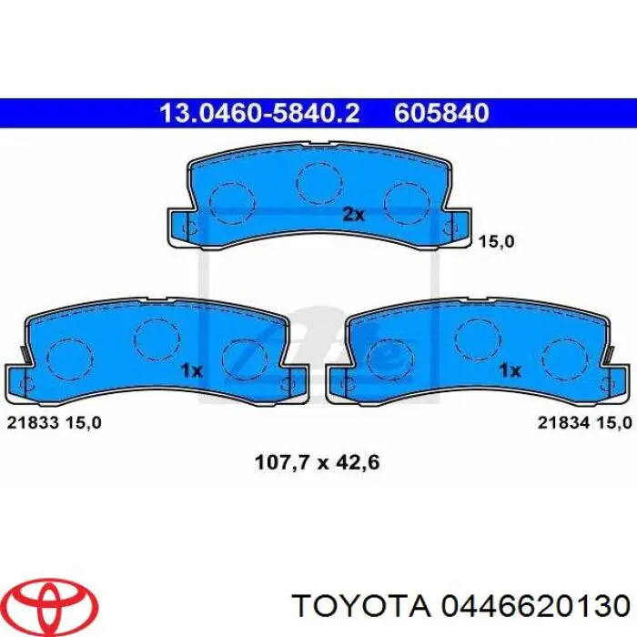 Pastillas traseras Toyota 0446620130