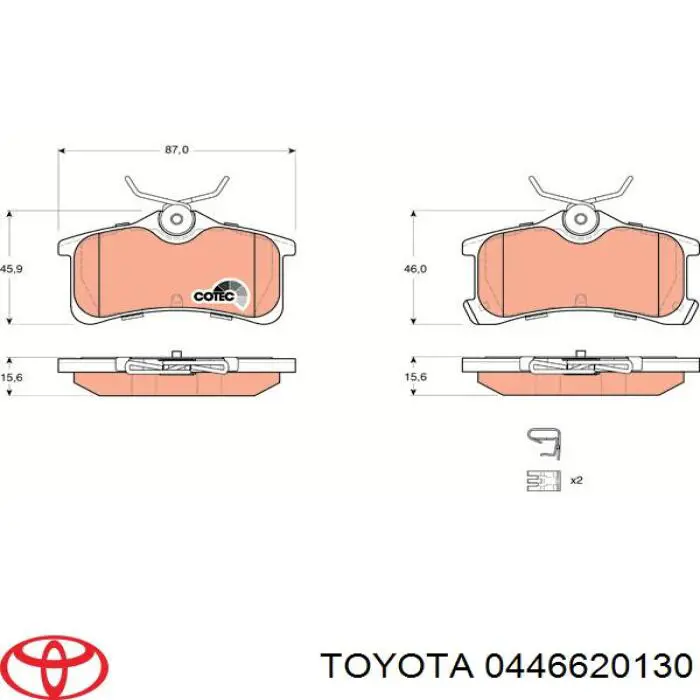 Comprar 0446620130 Toyota Pastillas de freno traseras