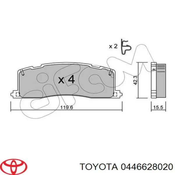 0446628020 Toyota pastillas de freno traseras