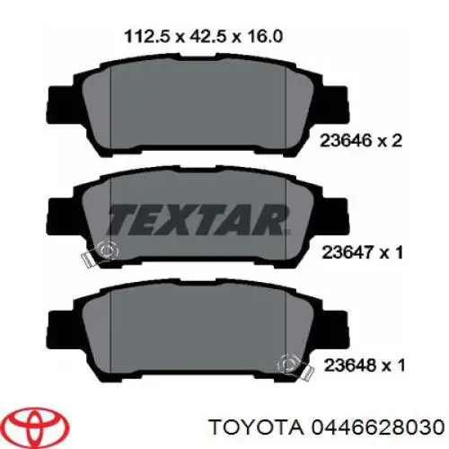 0446628030 Toyota pastillas de freno traseras