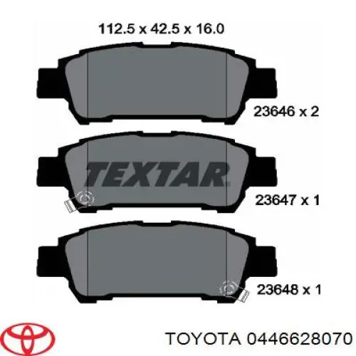 0446628070 Toyota pastillas de freno traseras