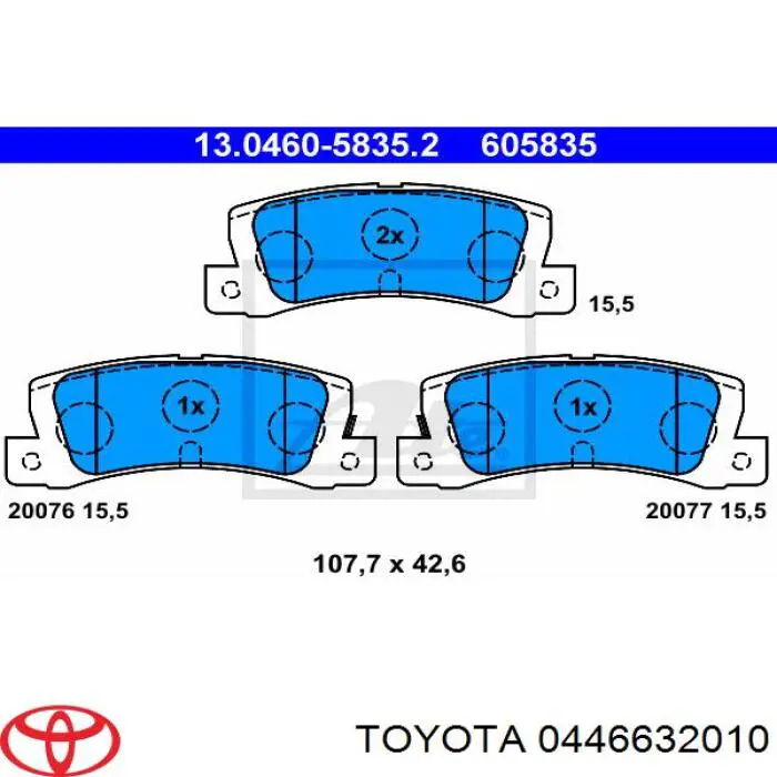 Pastillas traseras Toyota 0446632010