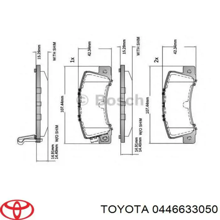 Pastillas de freno traseras 0446633050 Toyota