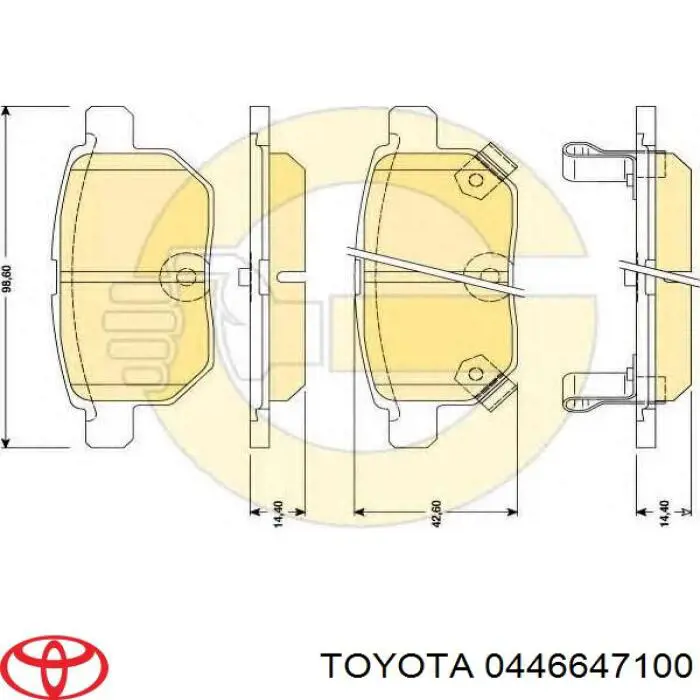 Pastillas de freno traseras 0446647100 Toyota