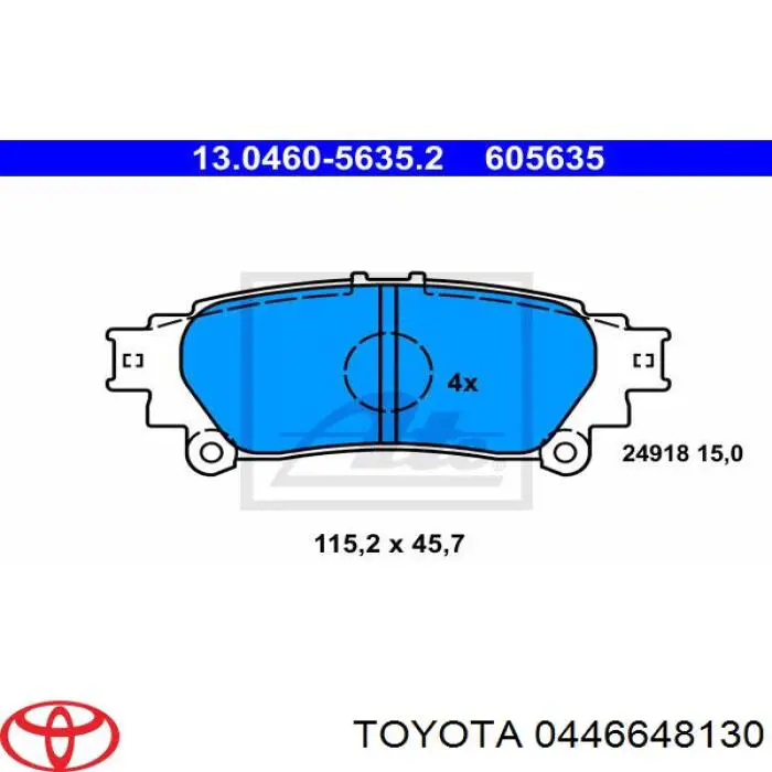 Pastillas de freno traseras 0446648130 Toyota