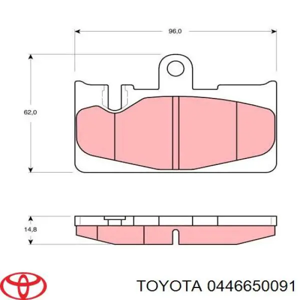 0446650091 Toyota pastillas de freno traseras