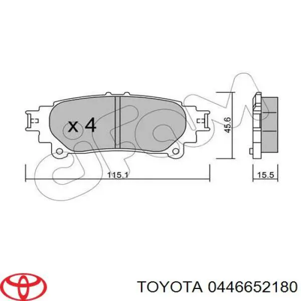 0446652180 Toyota pastillas de freno traseras