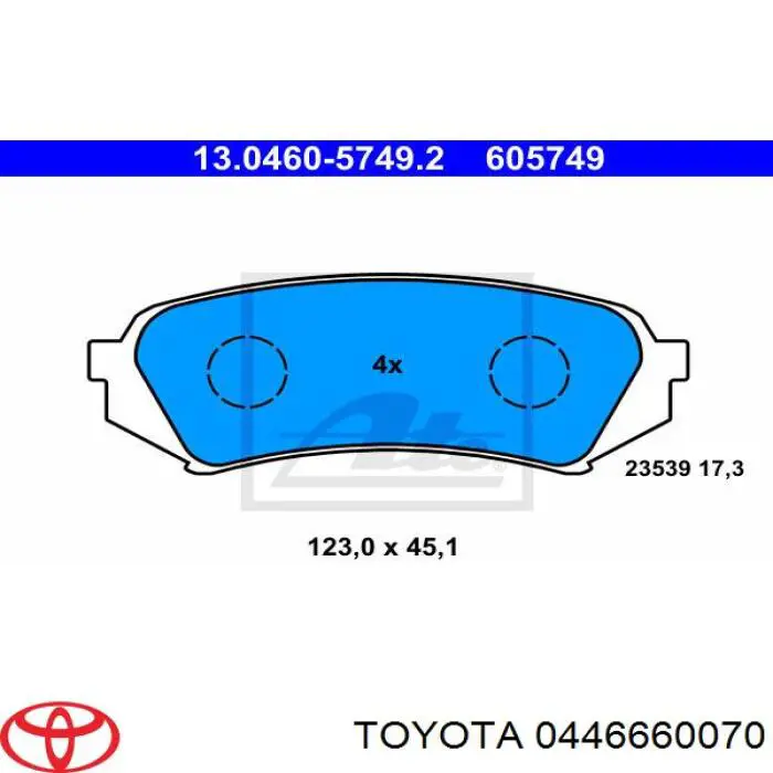 0446660070 Toyota pastillas de freno traseras