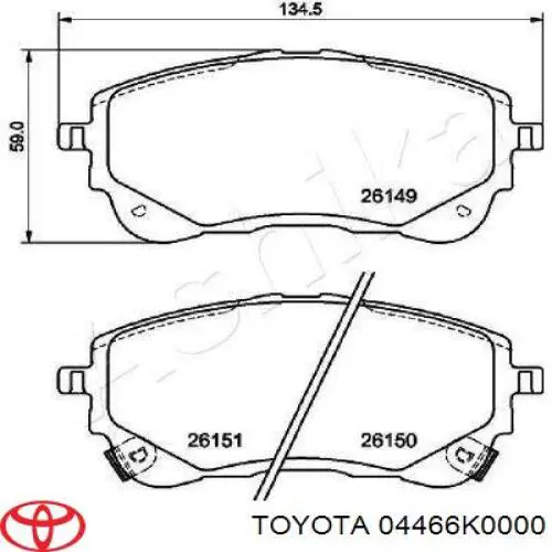 04466K0000 Toyota pastillas de freno traseras