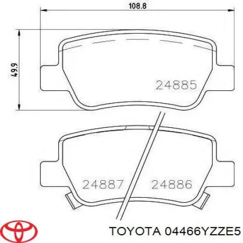 Comprar 04466YZZE5 Toyota Pastillas de freno traseras