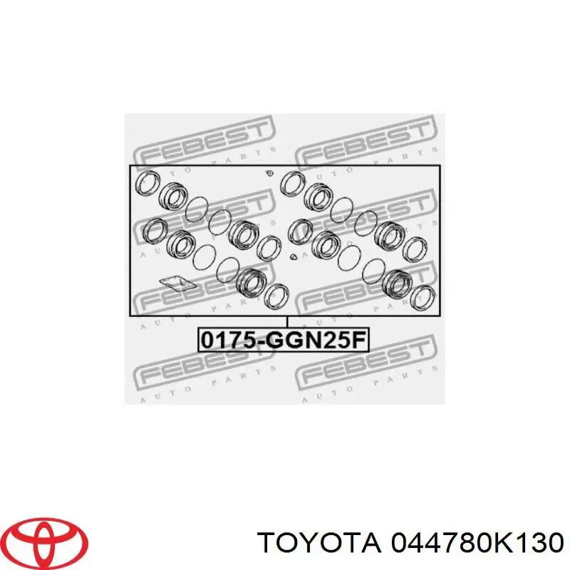 044780K130 Toyota juego de reparación, pinza de freno delantero