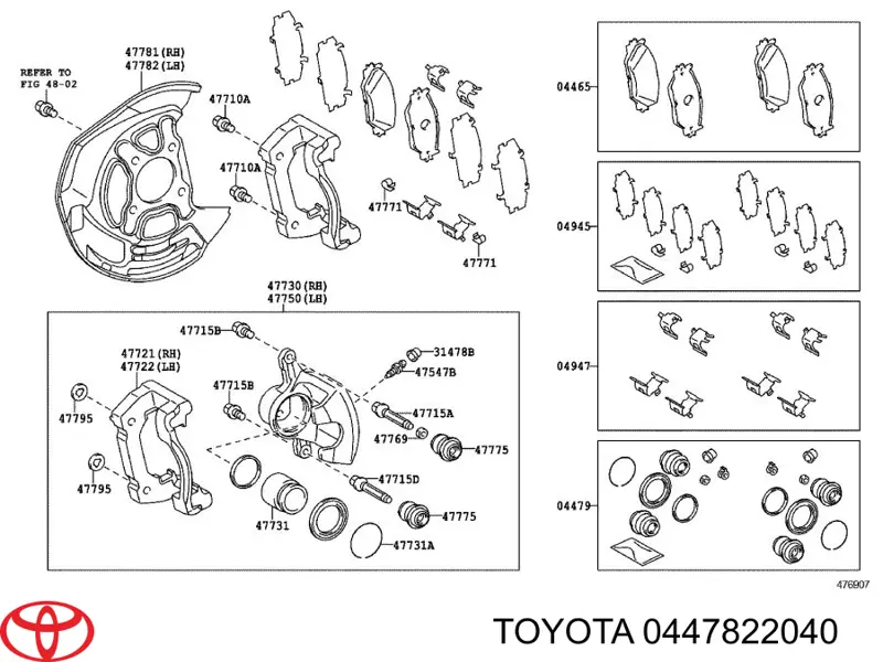 Kit de reparación, pinza de freno delantero Toyota 0447822040 precio, desde 10,24 EUR