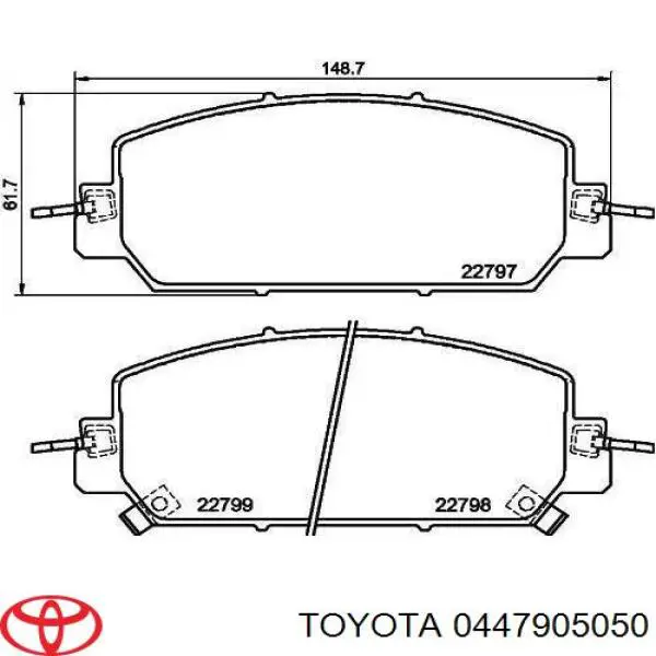 0447905050 Toyota juego de reparación, pinza de freno delantero