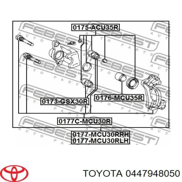 0447948050 Toyota juego de reparación, pinza de freno trasero
