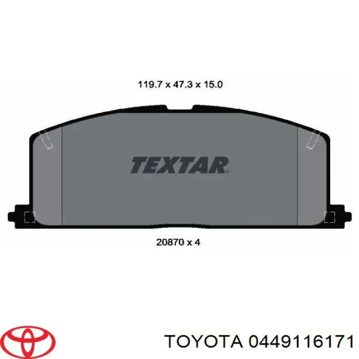 0449116171 Toyota pastillas de freno delanteras