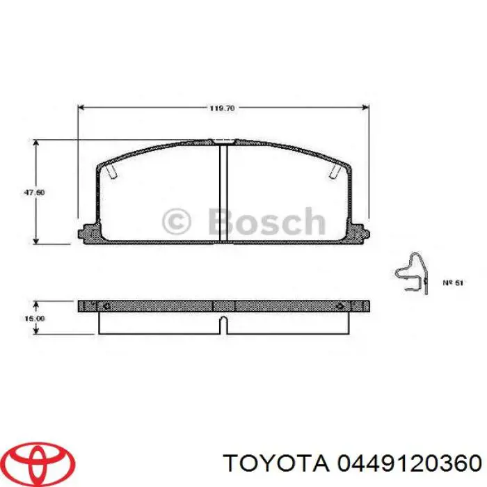 0449120360 Toyota pastillas de freno delanteras