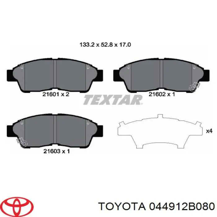 044912B080 Toyota pastillas de freno delanteras