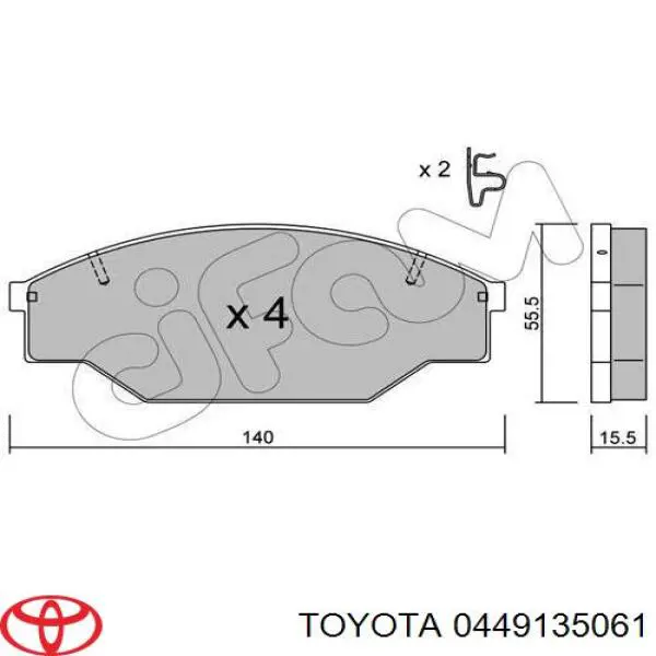 0449135061 Toyota pastillas de freno delanteras