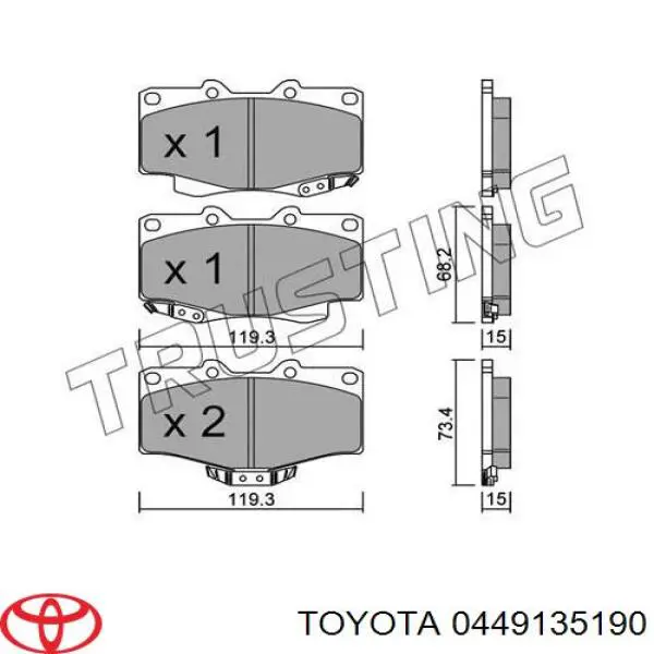 Comprar 0449135190 Toyota Pastillas delanteras de freno