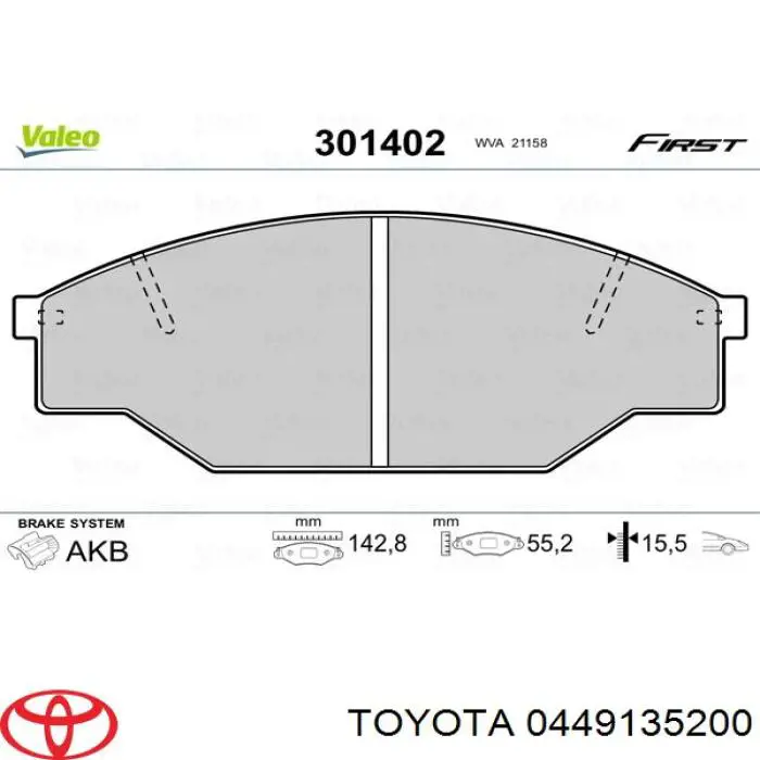 Pastillas freno delanteras Toyota 0449135200 precio, desde 24,38 EUR