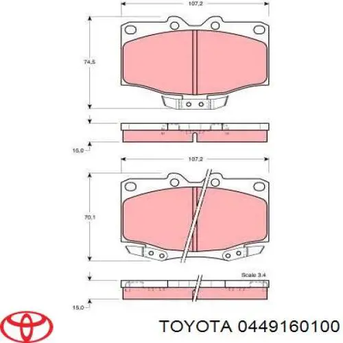 0449160100 Toyota pastillas de freno delanteras