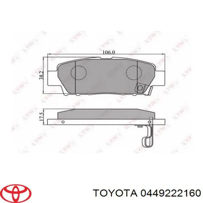 0449222160 Toyota pastillas de freno traseras