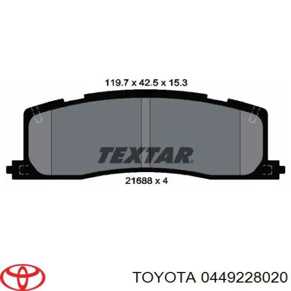 0449228020 Toyota pastillas de freno traseras