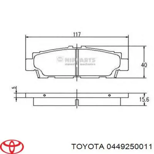 0449250011 Toyota pastillas de freno traseras