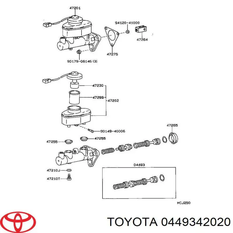 Kit de reparación, cilindro de freno principal Toyota 0449342020 precio, desde 7,51 EUR