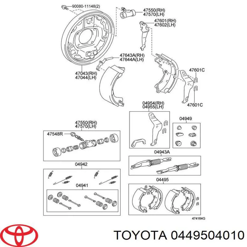 Comprar 0449504010 Toyota Zapatas de freno