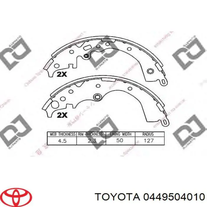 Zapatas de freno 0449504010 Toyota