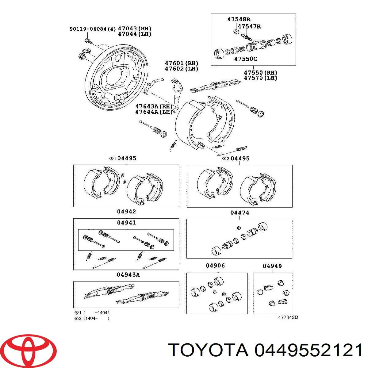 Zapatas de freno 0449552121 Toyota