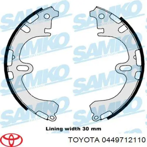 0449712110 Toyota zapatas de frenos de tambor traseras