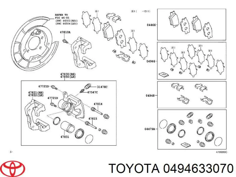 494633070 Toyota lamina antiruido pastilla de freno trasera