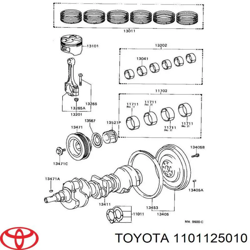 1101125010 Toyota juego de discos distanciador, cigüeñal, std.