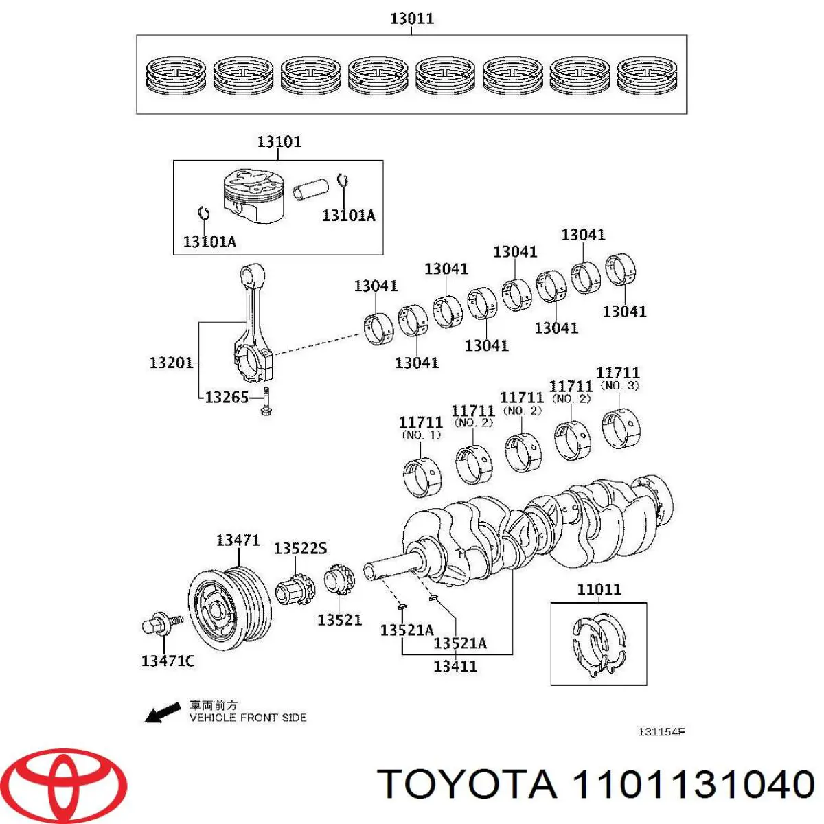 1101131040 Toyota juego de discos distanciador, cigüeñal, std.