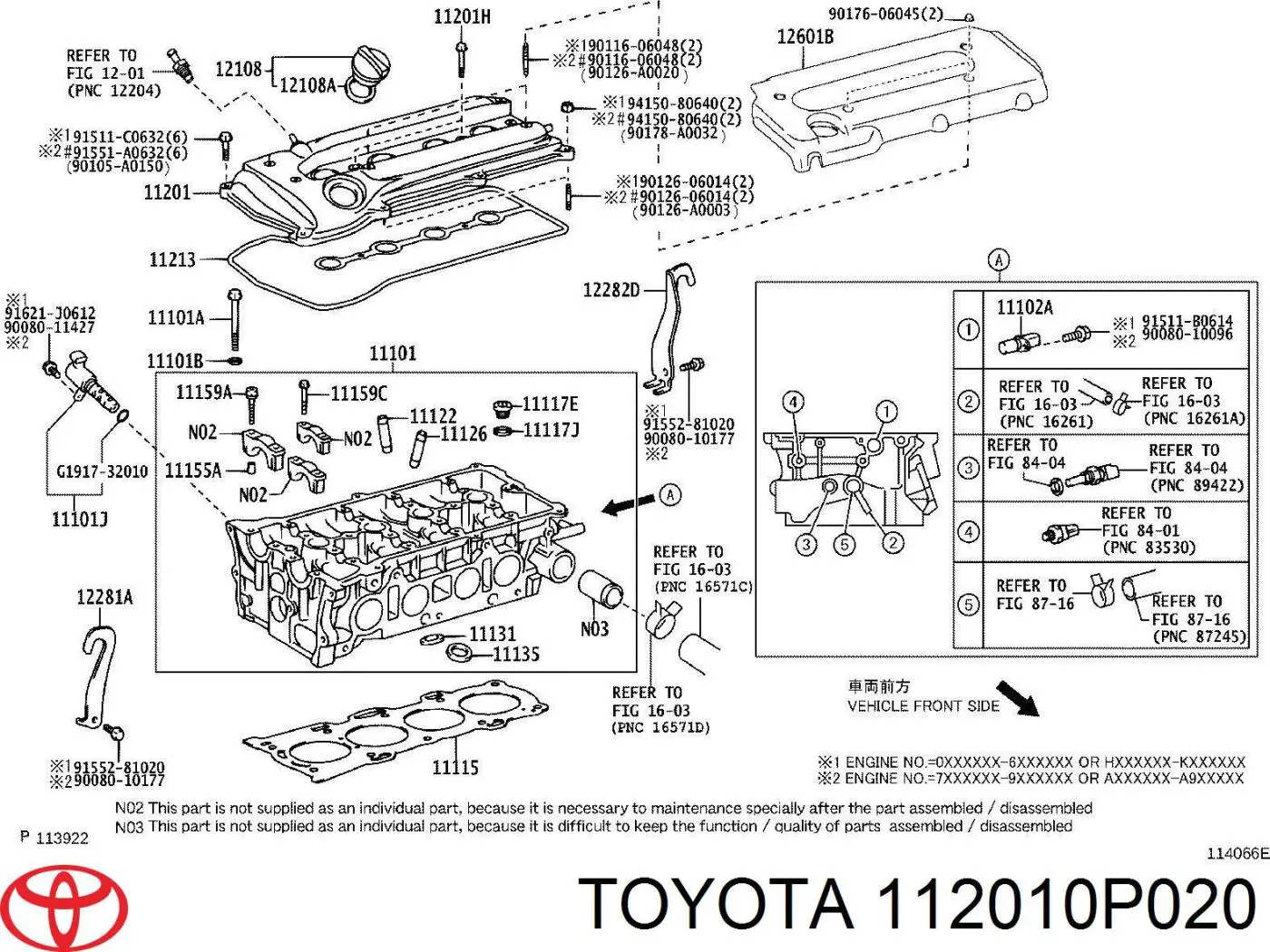 112010P020 Toyota tapa de valvula derecha