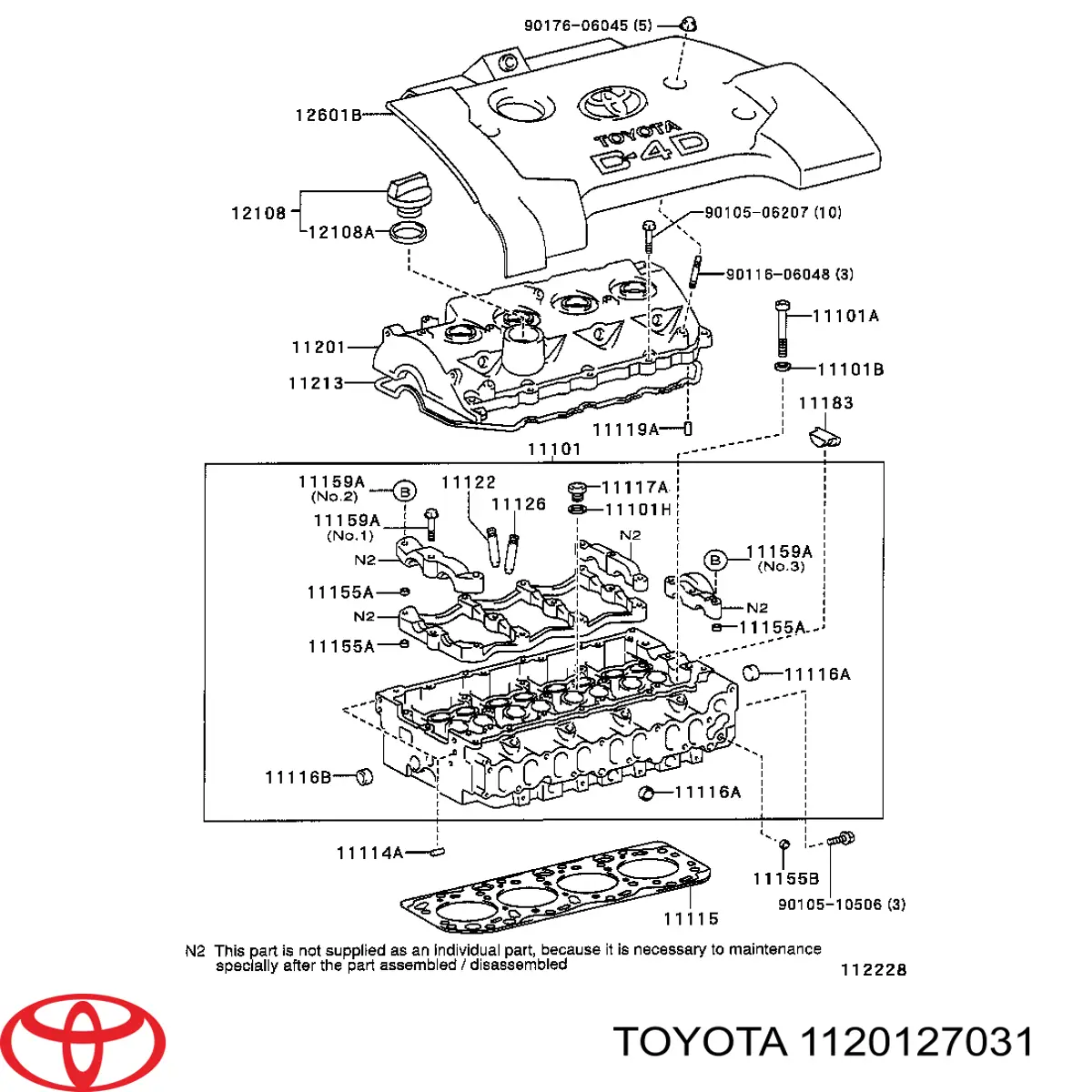 1120127030 Toyota tapa de culata