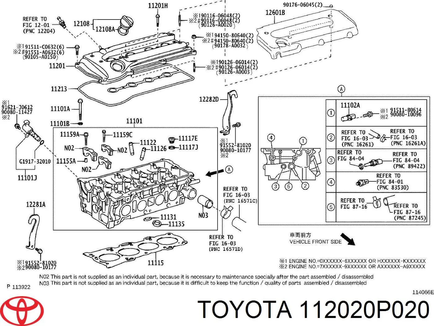 112020P020 Toyota tapa de la valvula izquierda