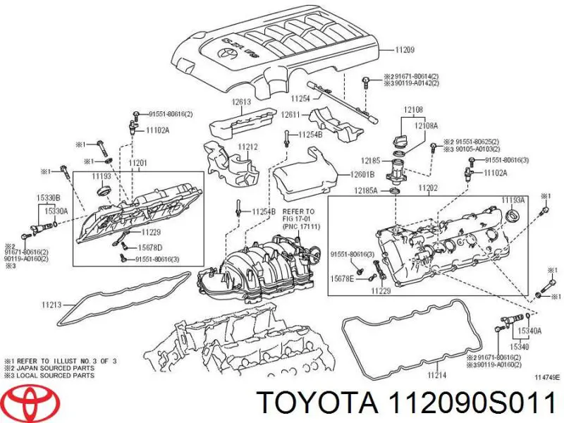 112090S011 Toyota cubierta de motor decorativa