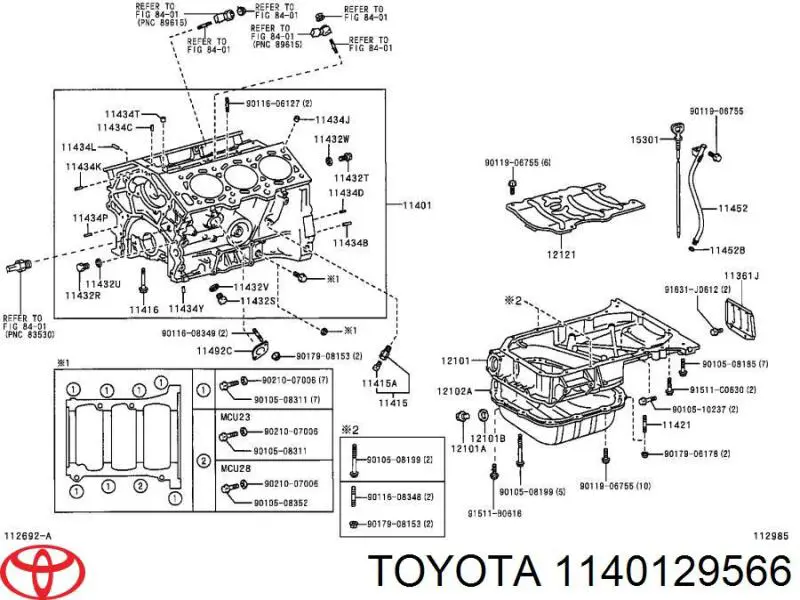 1140129566 Toyota Bloque de cilindros del motor