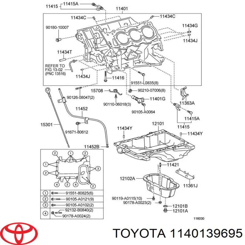 Bloque de cilindros del motor Toyota 1140139695 precio, desde 6614,18 EUR
