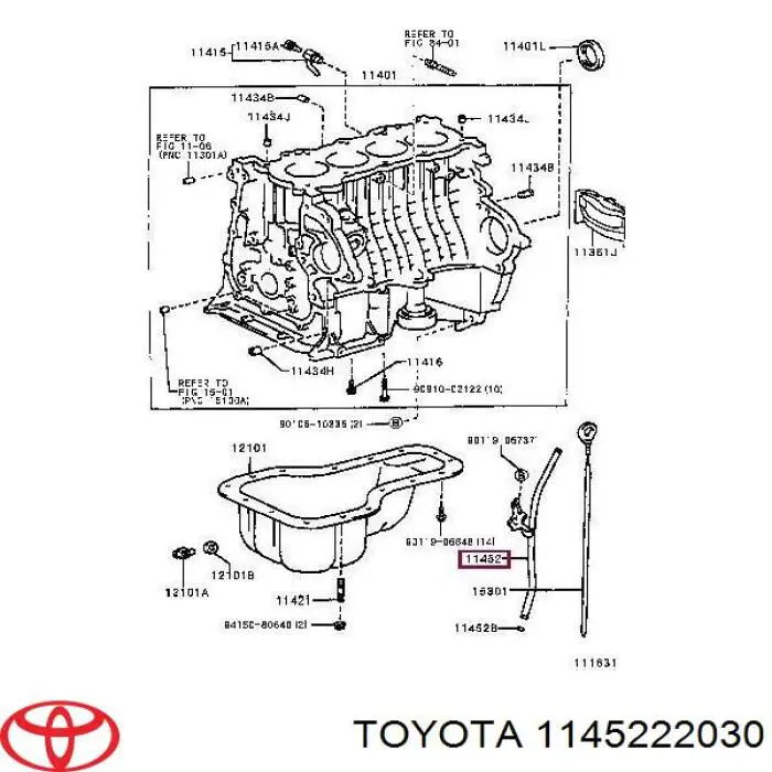 1145222030 Toyota embudo, varilla del aceite, motor