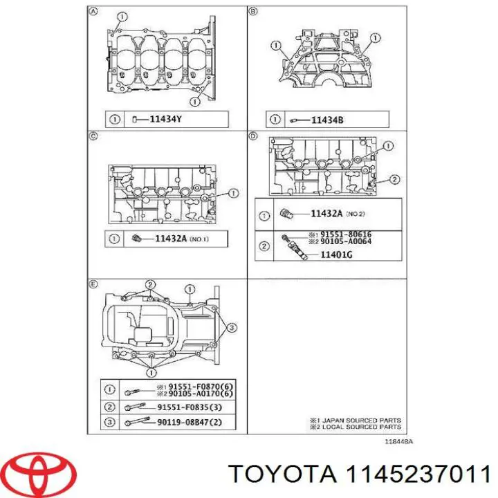 1145237010 Toyota embudo, varilla del aceite, motor