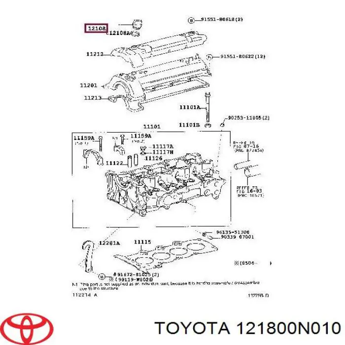 121800N010 Toyota tapa de aceite de motor