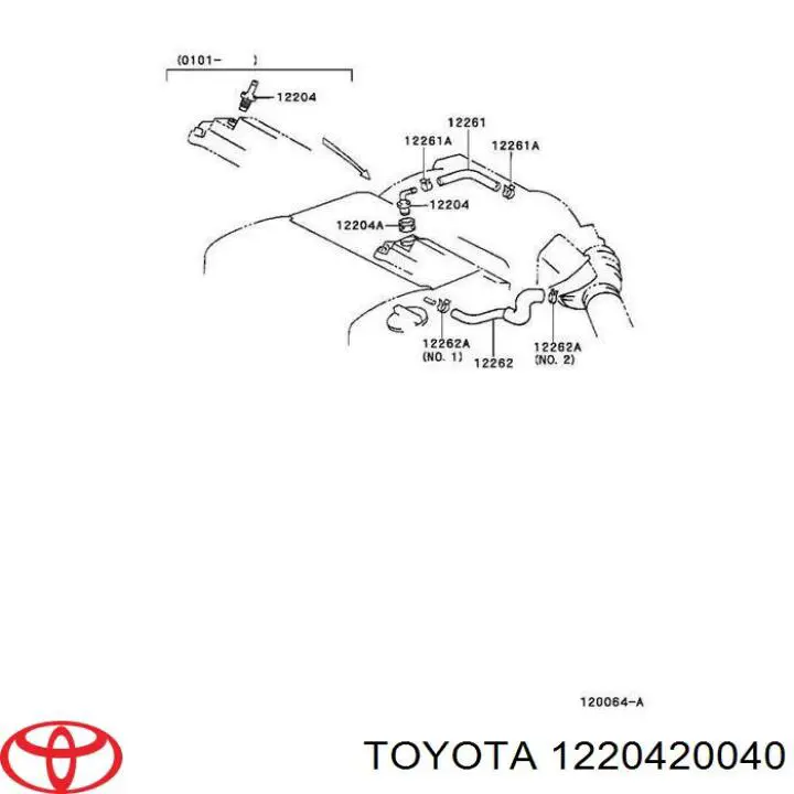 1220420040 Toyota válvula, ventilaciuón cárter