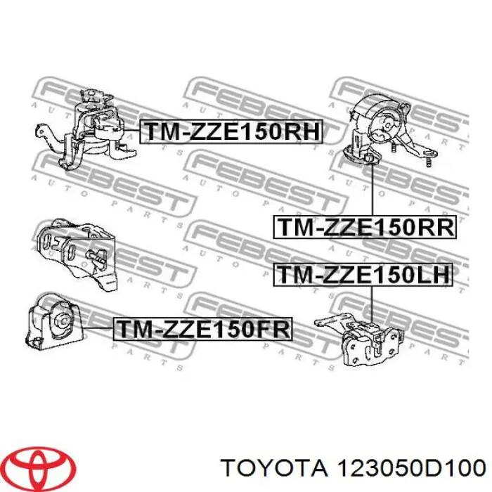 123050D100 Toyota soporte de motor derecho