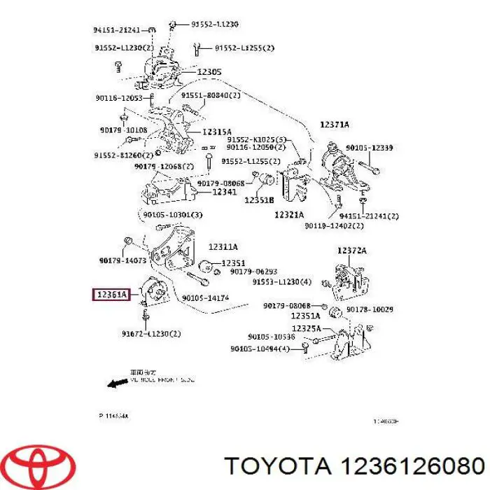 1236126080 Toyota soporte motor delantero